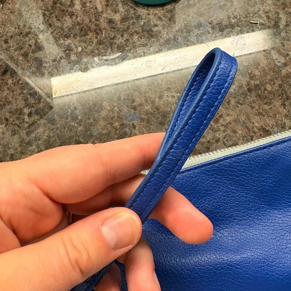 Old Navy Blue Faux Leather Wristlet clutch/purse